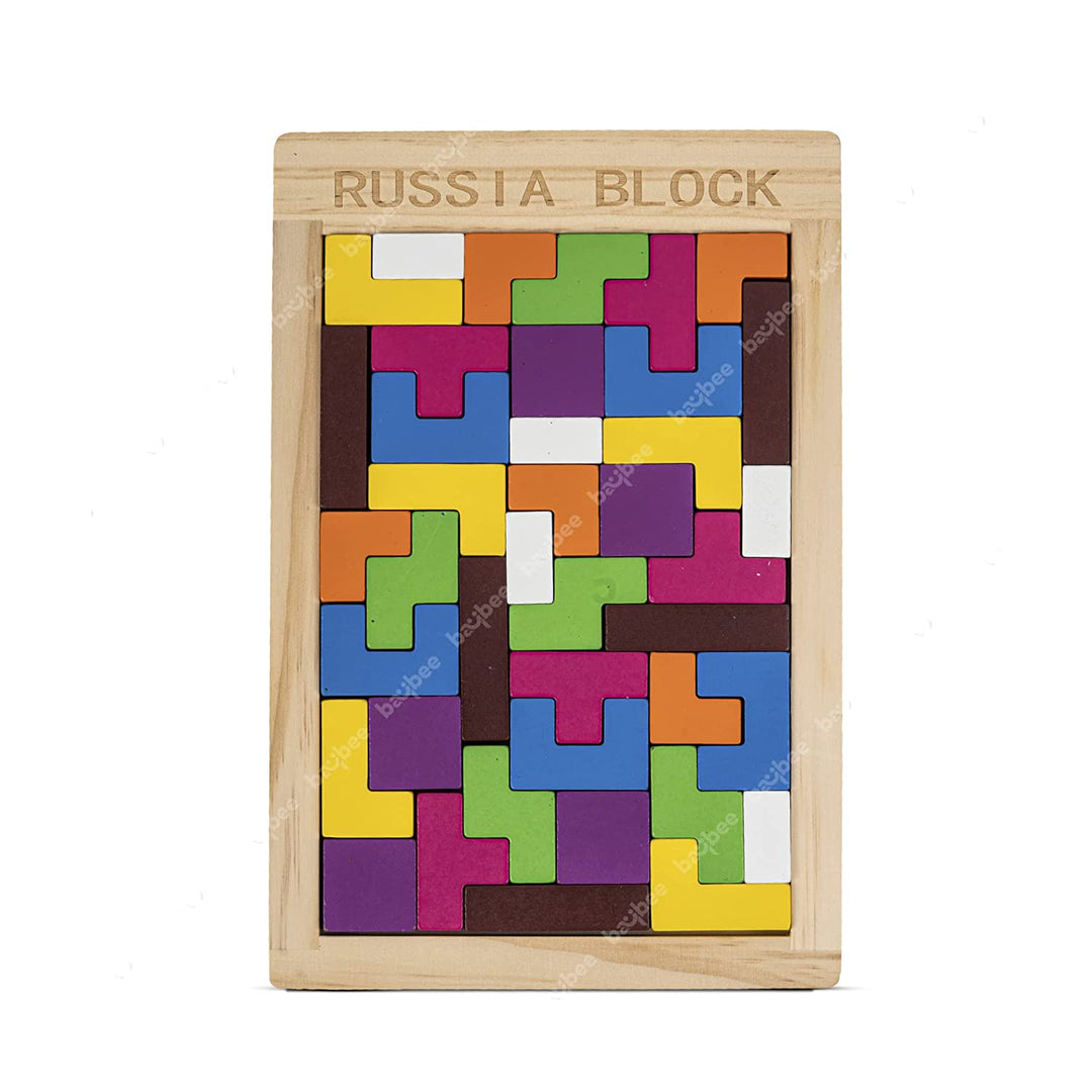 Wooden Tangram Block Jigsaw Puzzle Kids Toys, Colorful Wooden Toys Russian Building Block Board Games with 40 Piece, Wooden Educational Baby Toddler Toys Puzzle for Kids 3+ Years Boys Girls