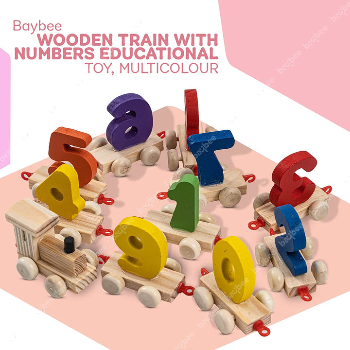Push & Pull Digital Small Train Set Kids Toys, Play Train with Sliding Wheels and 0 to 9 Numbers, Wooden Train Toy Set, Fun Educational Learning Toy Building Block for Kids 3+ Years Boys Girls