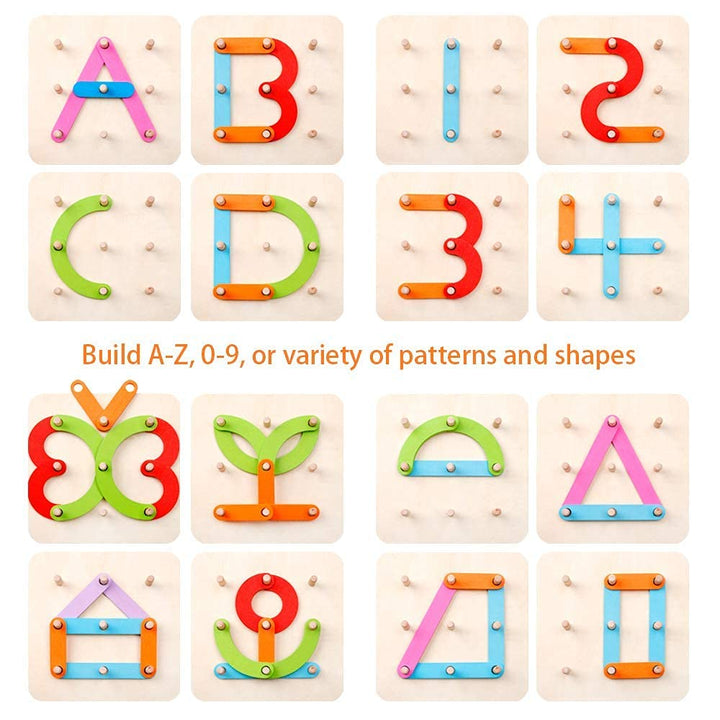 Wooden Hundred Change Collage Letter Making Board Puzzle Kids Toys, Wooden Toys with Shape Matching Board Games, Learning Educational Baby Toys Puzzle for Kids Age 3+ Years Boys Girls