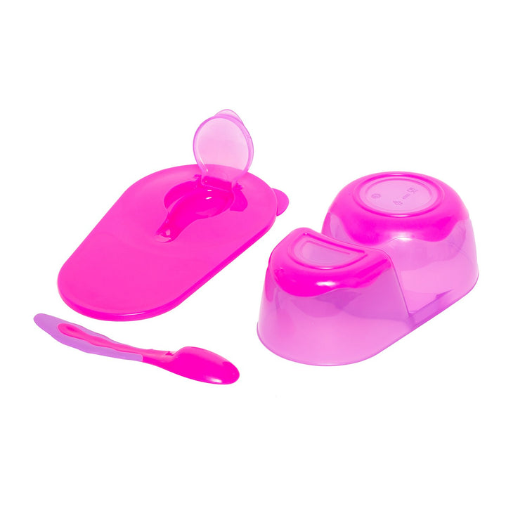 Feeding Bowl with Spoon soft tips fits easily into diaper bags  (Dark Pink)