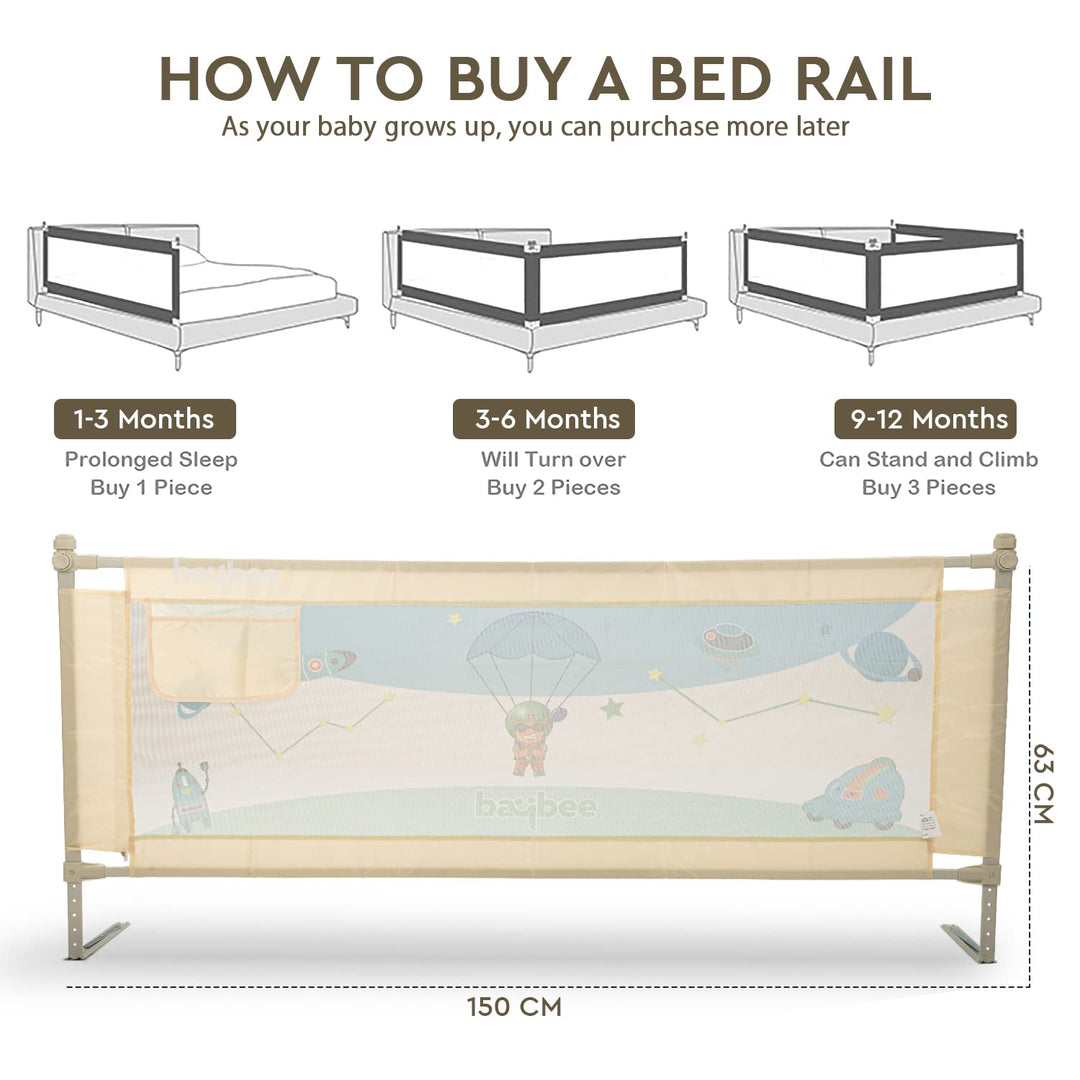 Bed Rail Guard for Baby Safety-Portable and Foldable Full Bed Rail for Kids Pack of 1