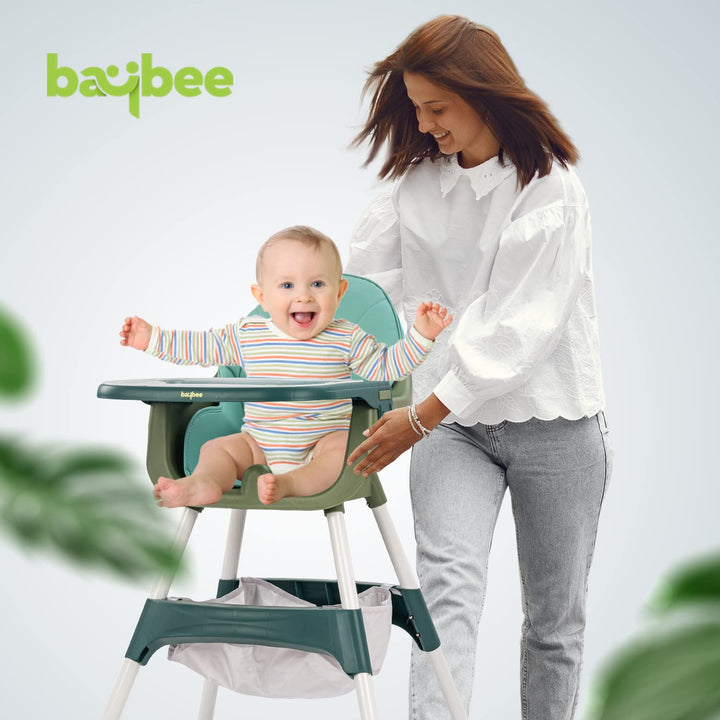 Baybee 2 in 1 Manta Baby High Chair for Kids, Baby Chair with 2 Height Adjustable, Baby Feeding Chair with Tray, Safety Belt & Basket, Kids High Chair.