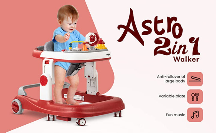 Astro 2 in 1 Baby Walker - Round Kids Walker for Baby, Walker with 3 Adjustable Height & Musical Toy Bar | Baby Push Walker | Activity Walker for Kids | Walker Baby 6-18months Boys Girls