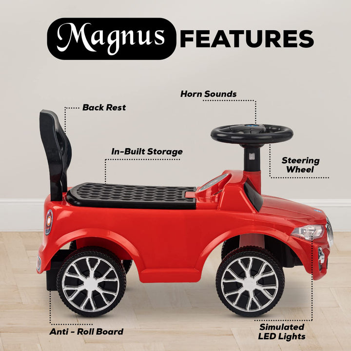 Magnus Baby Ride on Push Car for Kids Push Car with LED Light Music Button Car Non Battery Operated Ride On