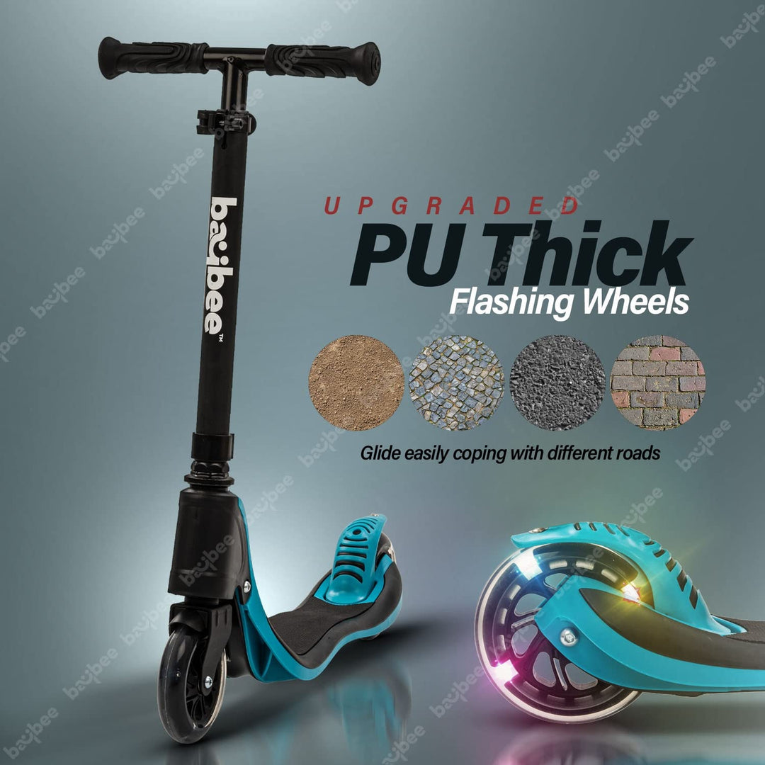 Skate Scooter for Kids, 2 Wheel Kids Scooter with 3 Height Adjustable Handle, Rubber Deck & Flashing LED PU Wheels | Runner Kick Scooter for Kids 3 to 8 Years Boys Girls