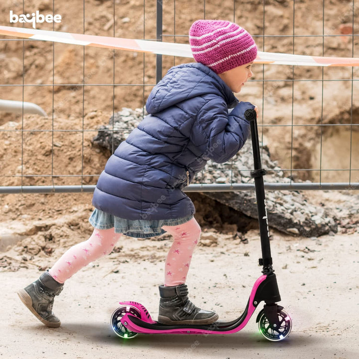 Skate Scooter for Kids, 2 Wheel Kids Scooter with 3 Height Adjustable Handle, Rubber Deck & Flashing LED PU Wheels | Runner Kick Scooter for Kids 3 to 8 Years Boys Girls