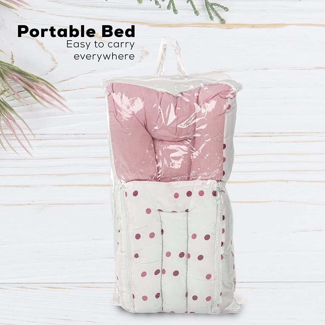 Baybee 3 in 1 Baby Carry Bed Cum Sleeping Bag for Babies (Dot Pink)