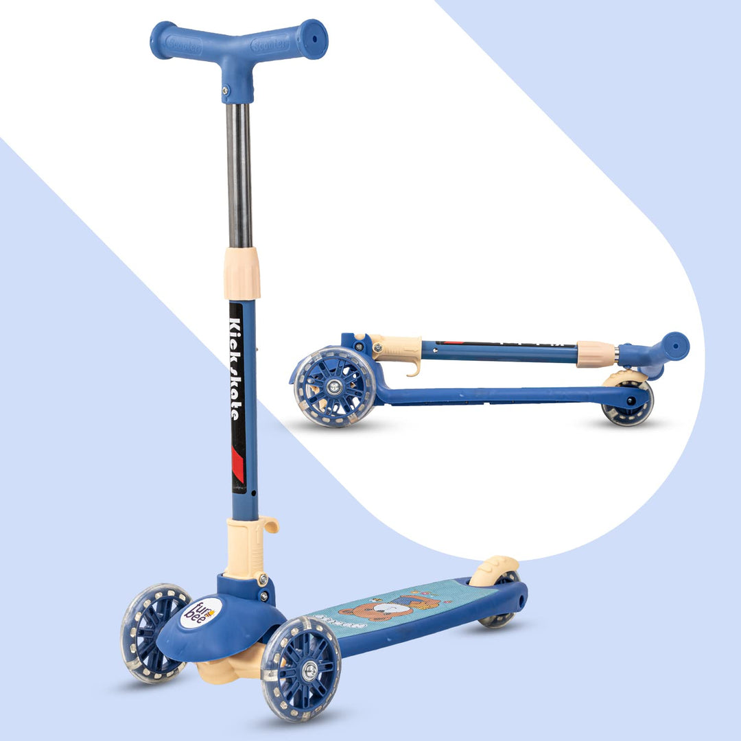 Skate Scooter for Kids 3 Wheel Lean to Steer 3 Adjustable Height with Suspension for Kids Boys & Girls