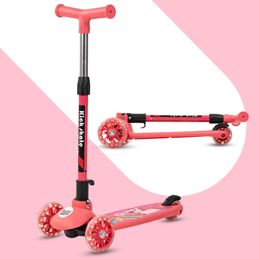 Skate Scooter for Kids 3 Wheel Lean to Steer 3 Adjustable Height with Suspension for Kids Boys & Girls