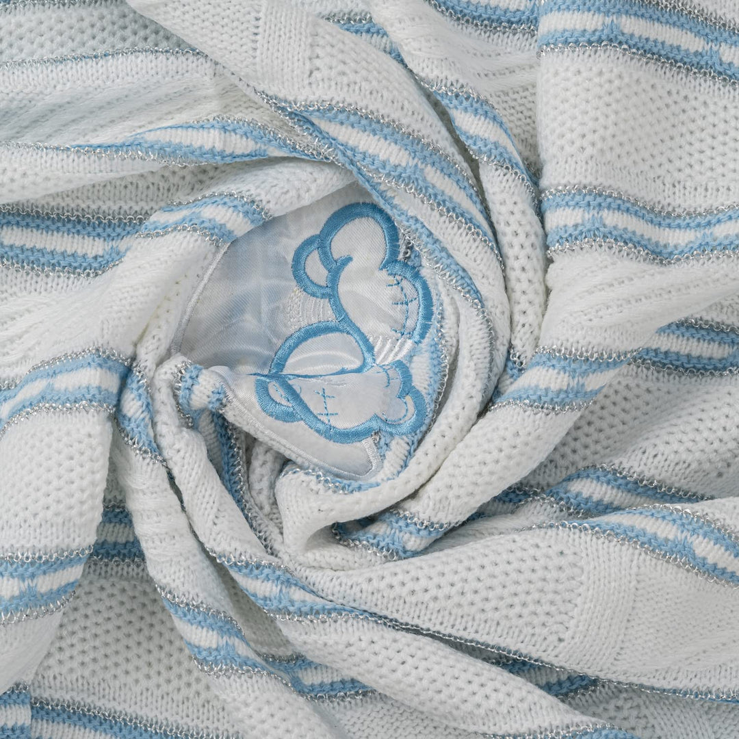 Cotton Muslin Printed Single Swaddling Baby Blanket for Heavy Winter Blue 90x80 CM
