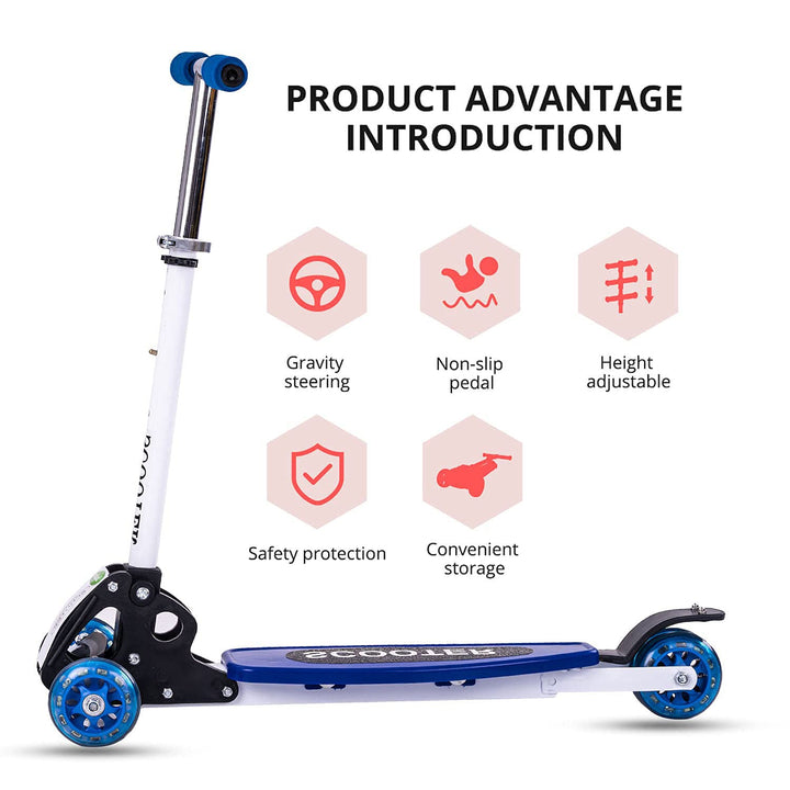 GoodLuck Baybee Skate Scooter for Kids, 3 Wheel Kids Scooter Smart Kick Scooter with Fold-able & Height Adjustable Handle, Runner Scooter