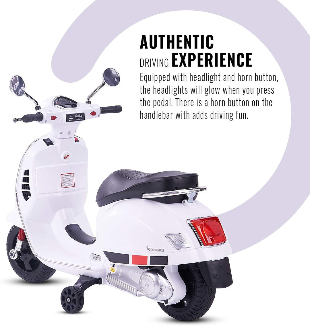 Vespa Battery Operated Ride-on Bike With LED Lights & Music Functions Kids Ride on Toys -Baby Rechargeable Electric Bike Toy Scooter for Kids to Drive Boys & Girls 2-5 Years