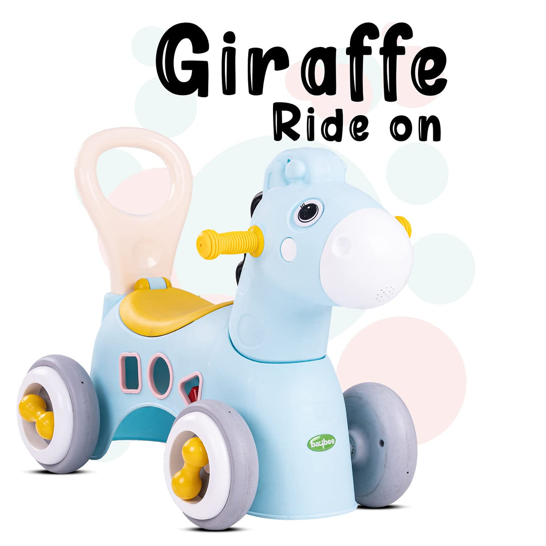 Giraffe Horse Rider for Kids, Rocking Ride-On Car with Shape Sorting Activity Kids Toys & Storage | Push Car Rider with Smooth Wheels Baby Car for Boys & Girls 1-3 Years