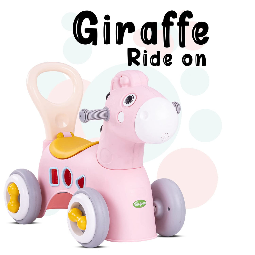Giraffe Horse Rider for Kids, Rocking Ride-On Car with Shape Sorting Activity Kids Toys & Storage | Push Car Rider with Smooth Wheels Baby Car for Boys & Girls 1-3 Years