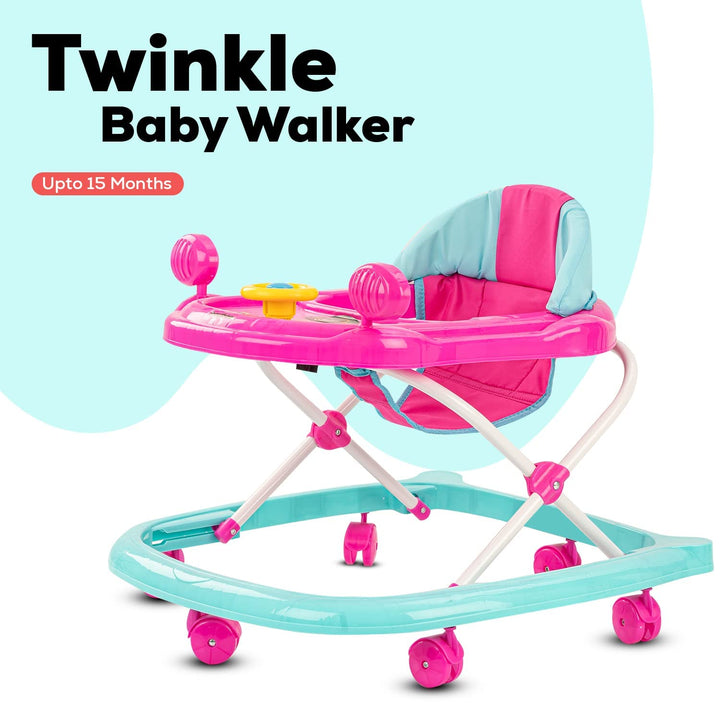 Mikey Round Baby Walker for Kids | Music & Light Function with 3 Position Height Adjustable and Stopper,Fun Toys & Activities for Babies/Childs 6 Months to 18 Months