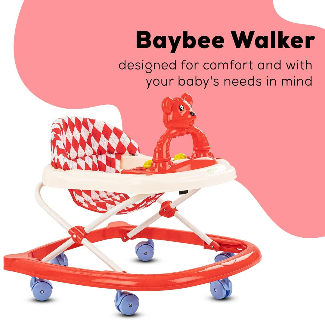 Mickie Round Baby Walker for Kids | Music & Light Function with 3 Position Height Adjustable and Stopper, Fun Toys & Activities for Babies/Childs 6 Months to 18 Months