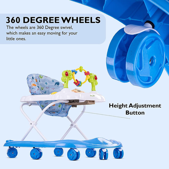 Round Baby Walker for Kids | Music & Light Function with 3 Position Height Adjustable Kids Walker, Fun Toys & Activities for Babies
