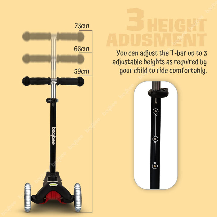 Mini Zapper Kick Scooter for Kids, 3 Wheel Kids Scooter with 3 Height Adjustable Handle, Skate Scooter with Led PU Wheels & Rear Brake, Runner Scooter for Kids 2 to 5 Years Boy Girl