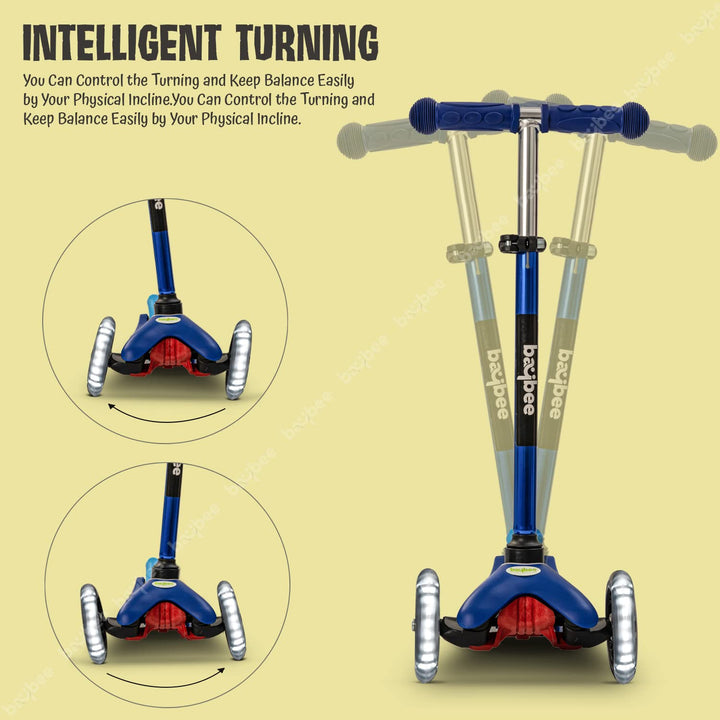 Mini Zapper Kick Scooter for Kids, 3 Wheel Kids Scooter with 3 Height Adjustable Handle, Skate Scooter with Led PU Wheels & Rear Brake, Runner Scooter for Kids 2 to 5 Years Boy Girl