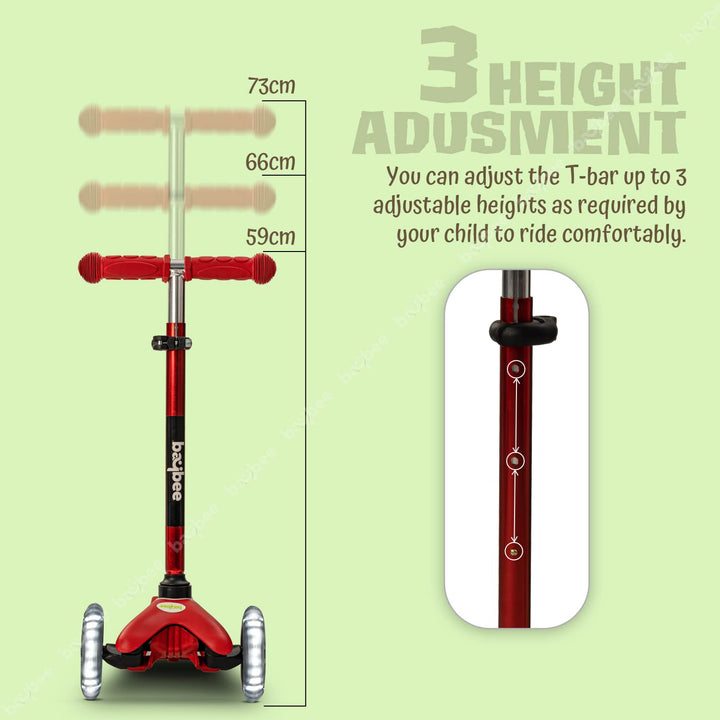 Mini Zapper Kick Scooter for Kids, 3 Wheel Kids Scooter with 3 Height Adjustable Handle, Skate Scooter with Led PU Wheels & Rear Brake, Runner Scooter for Kids 2 to 5 Years Boy Girl