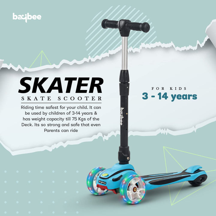 3 Wheel Kids Skate Scooter with Foldable & 4 Height Adjustable Handle & LED PU Wheels & Brake, Kick Runner Scooter for Kids 3 to 14 Years Boys Girls
