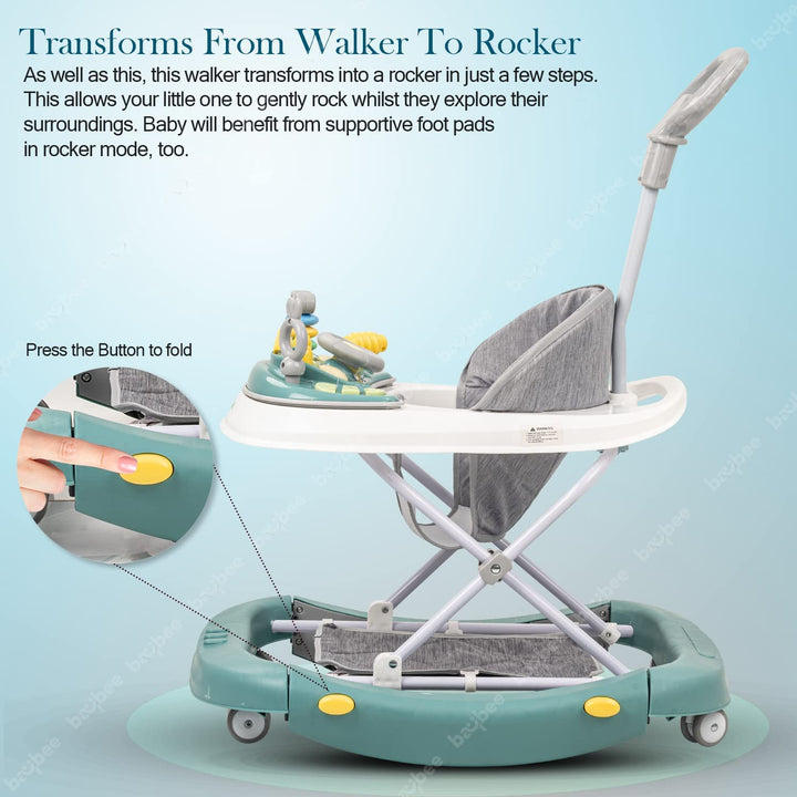 Round Baby Walker for Kids | Musical Walker Cum Rocker Kids Walker for Babies with Adjustable Height and Rattles | Activity Walker for Babies/Childs (6 Months to 2yrs)