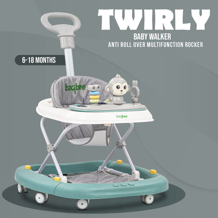 Round Baby Walker for Kids | Baby Walker with Parental Push Handle Walker Cum Rocker Height Adjustable and Musical Toy Bar | Activity Walker for Boys Girls (6 to 18 Months)