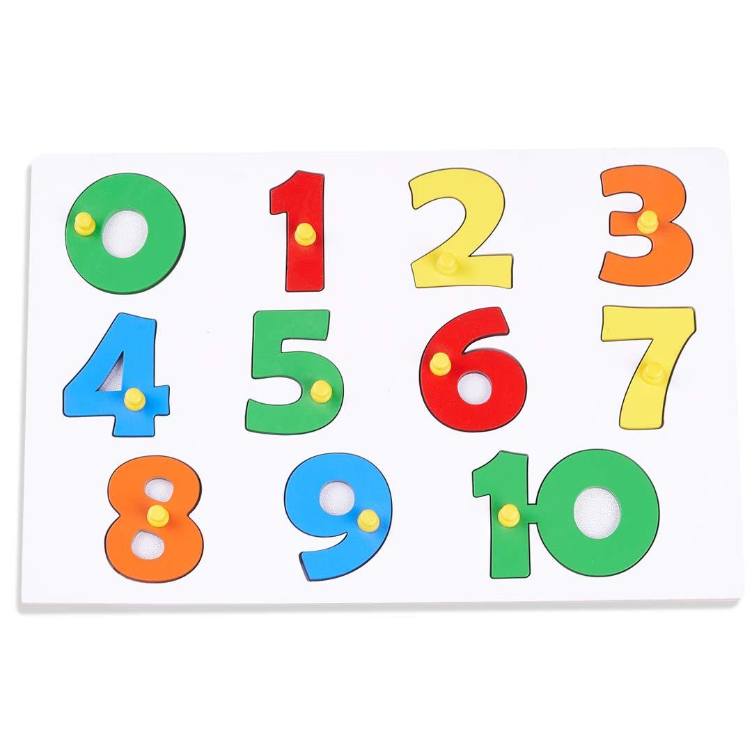 Wooden Number and Color Learning Educational Board for Kids, 0 to 10 Number Puzzle with Knob, Educational Learning Wooden Puzzle Board for Kids, Children Boys & Girls