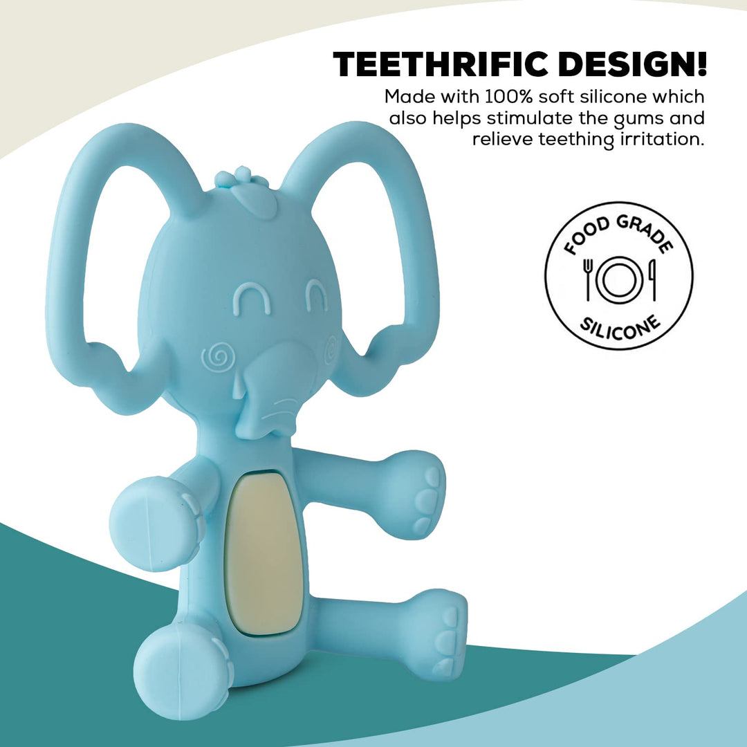 Elephant Silicone Teether for Baby, BPA Free 100% Food Grade Silicone Teether for Babies to Soothe Their Gums, Easy to Grasp Chew, Teething Toy, Teether for 6 to 12 Months Baby Infant