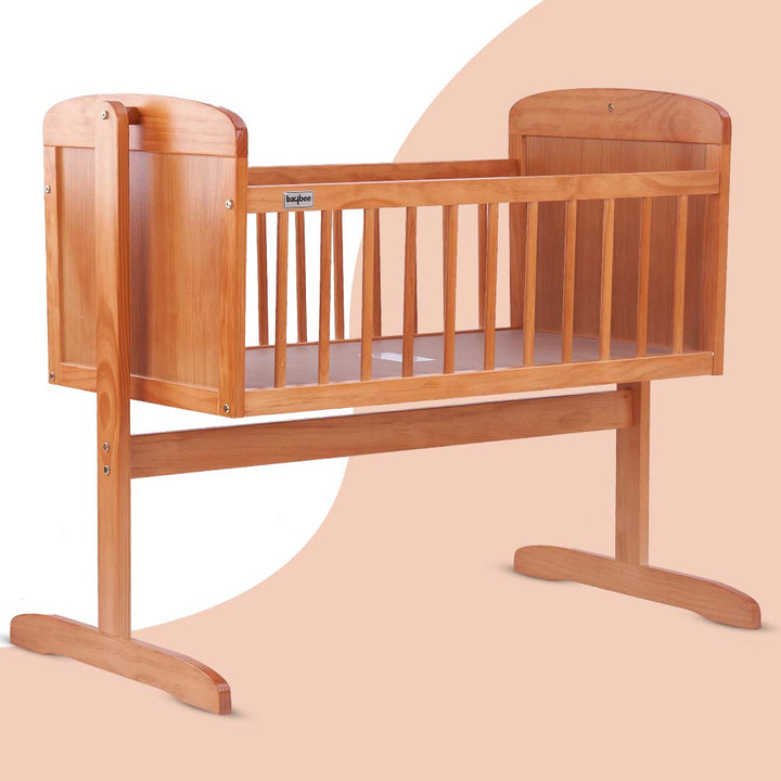 Lucenta Wooden Cradle for Baby New Born Baby Swing Cradle | Baby Crib with Mosquito Net, Baby Jhula with Swing Lock Function| Baby Bed Wooden Cot for Sleeping