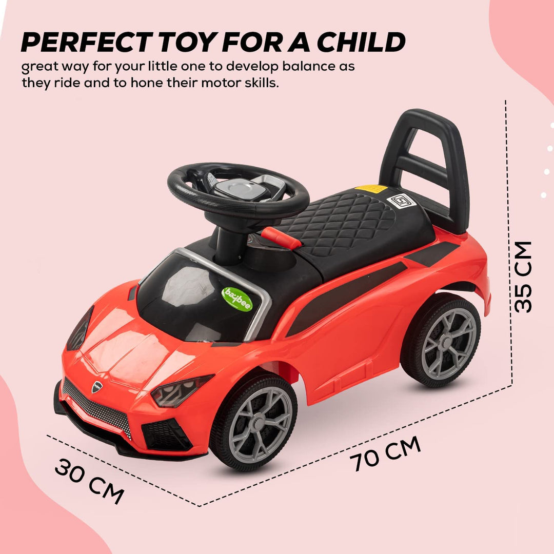 Baybee Push Ride on Kids Car, Baby Ride on Push Car for Kids with Music & High Backrest | Kids Baby Big Car Ride on Toys | Ride on Baby Car for Kids to Drive 1 to 3 Years Boys Girls