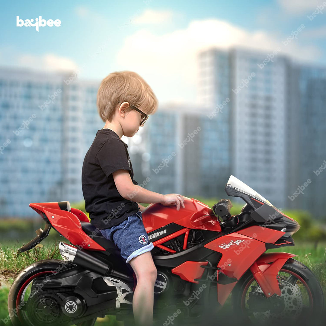 Ninja Kids Battery Operated Bike with LED Lights, Music & USB Ride on Electric Bike for Kids to Drive 2 to 6 Years