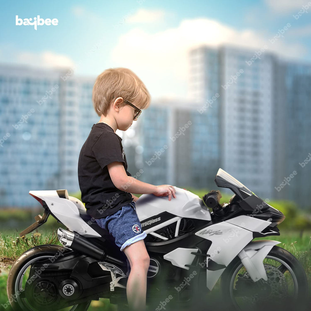 Ninja Kids Battery Operated Bike with LED Lights, Music & USB Ride on Electric Bike for Kids to Drive 2 to 6 Years