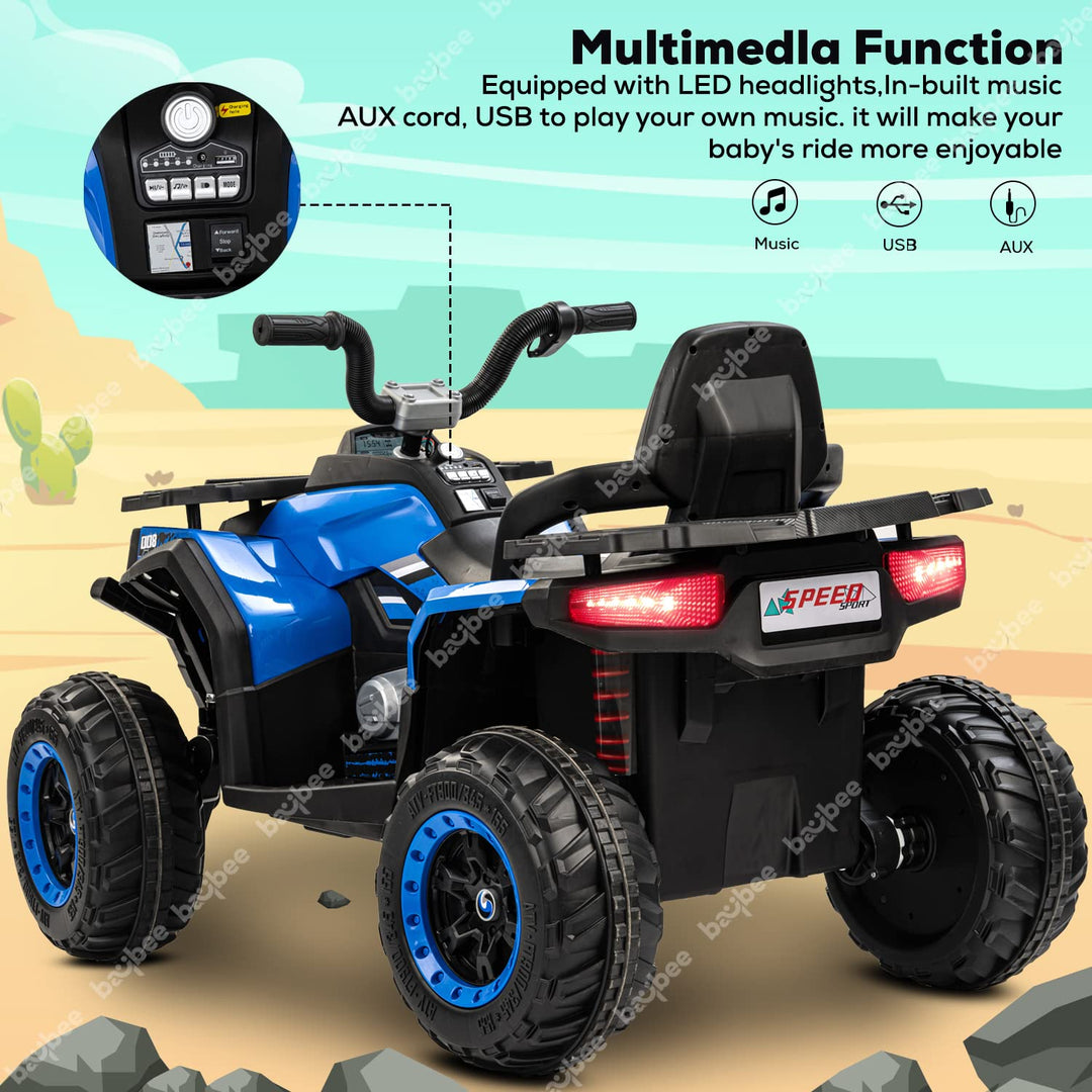 Adventura ATV Rechargeable Battery Operated Bike for Kids, Ride on Baby Big Bike with Light, USB, Music | Beach ATV Kids Bike | Electric Bike for Kids to Drive 3 to 10 Years Boys Girls