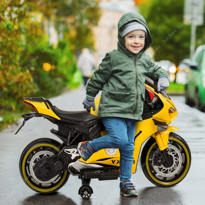 Battery Operated Bike for Kids|Baby Electric Bike Rechargeable Bike with Led Light, Music & USB Battery Bike for Kids Suitable for Boys & Girls 3 to 8 Years- Yellow