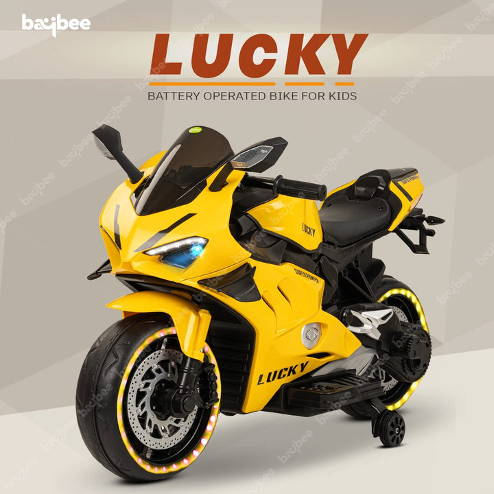 Battery Operated Bike for Kids|Baby Electric Bike Rechargeable Bike with Led Light, Music & USB Battery Bike for Kids Suitable for Boys & Girls 3 to 8 Years- Yellow