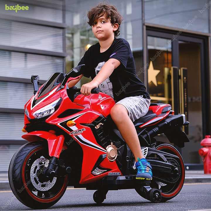 CBR Kids Battery Operated Bike for Kids, Racing Kids Bike with Light & Music | Baby Bike Ride on Toy Rechargeable Battery Bike | Electric Bike for Kids to Drive 2 to 8 Years Boy Girl-(RED)
