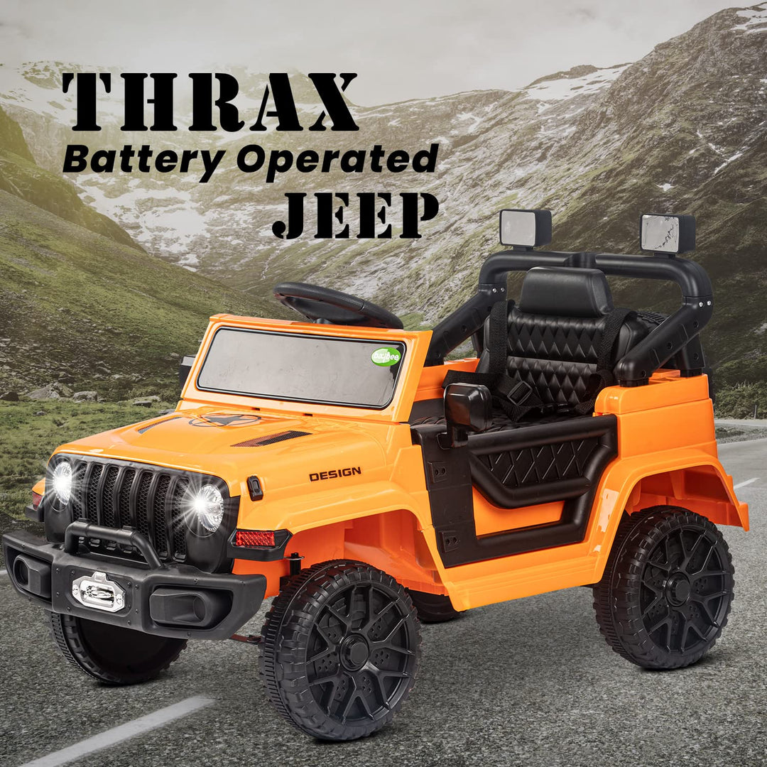 Thrax Kids Electric Jeep Car with Light, USB, Music Battery Operated Jeep Car for Kids Baby Racing Car for Boys & Girls Toddlers Age 3 to 8 Years