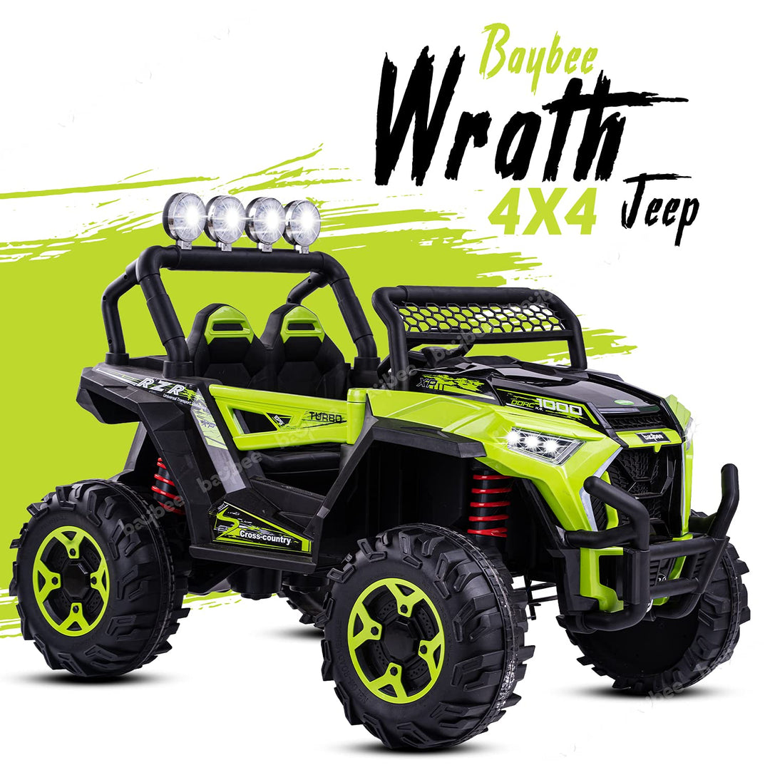 Wrath 4x4 Power Wheels Battery Operated Ride on Car/Jeep for Kids/Baby with Rechargeable Children Toys Jeep, Baby Racing Jeep for Boys & Girls Age 3 to 8 Years