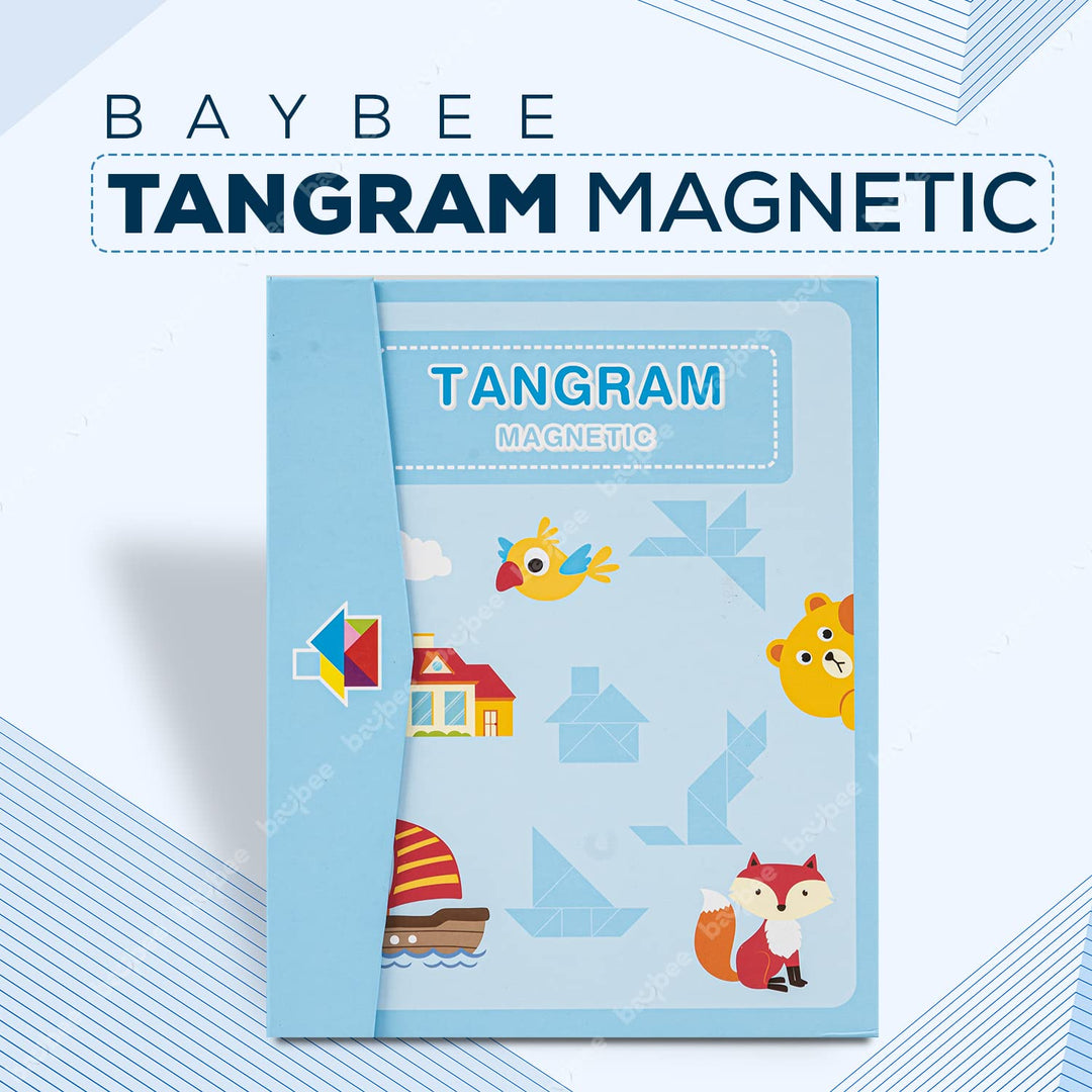 Tangram Magnetic Puzzle Kids Toys | Wooden Children Toy | 7 Magnetic Piece and 96 Patterns with Magnetic Board Games Jigsaw Puzzle | Educational Baby Toy Puzzle for Kids 3+ Years Boys & Girls