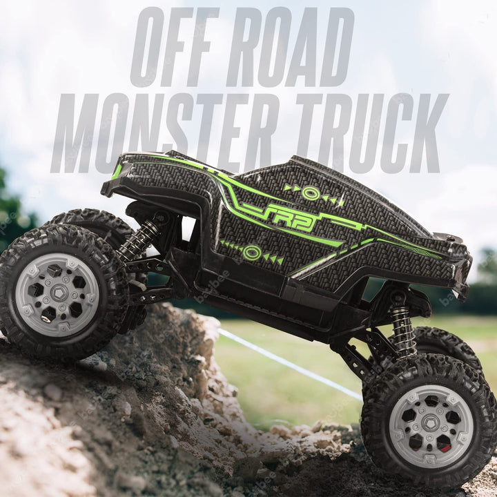RC 1:18 Scale Monster Truck Rechargeable Remote Control Car for Kids, Stunt RC Cars with Full Function, Music, Light & 2.4G RC | Racing Remote Control Car Toys for Kids 5+Years Boy Girl (Green)