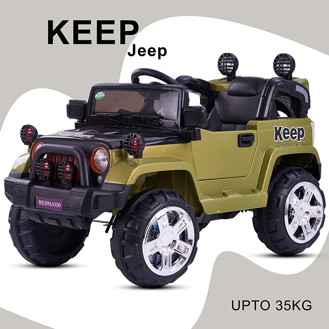 Power Wheels Kids Car Rechargeable Battery Operated Ride on Jeep car for Kids with Music/Toddlers with Remote Control Electric Motor Car Suitable Babies for Boys & Girls 2-5 Years
