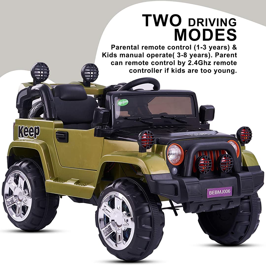 Power Wheels Kids Car Rechargeable Battery Operated Ride on Jeep car for Kids with Music/Toddlers with Remote Control Electric Motor Car Suitable Babies for Boys & Girls 2-5 Years