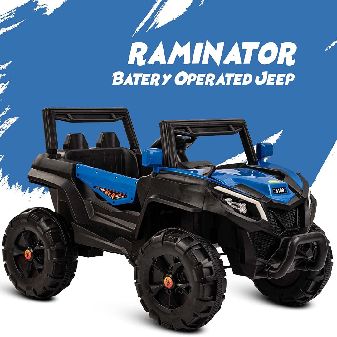 Raminator Rechargeable Motor 12v Battery Kids Ride on Electric Jeep/Car with Music, Lights Children Racing Jeep/Car for Boys & Girls 3 to 7 Years
