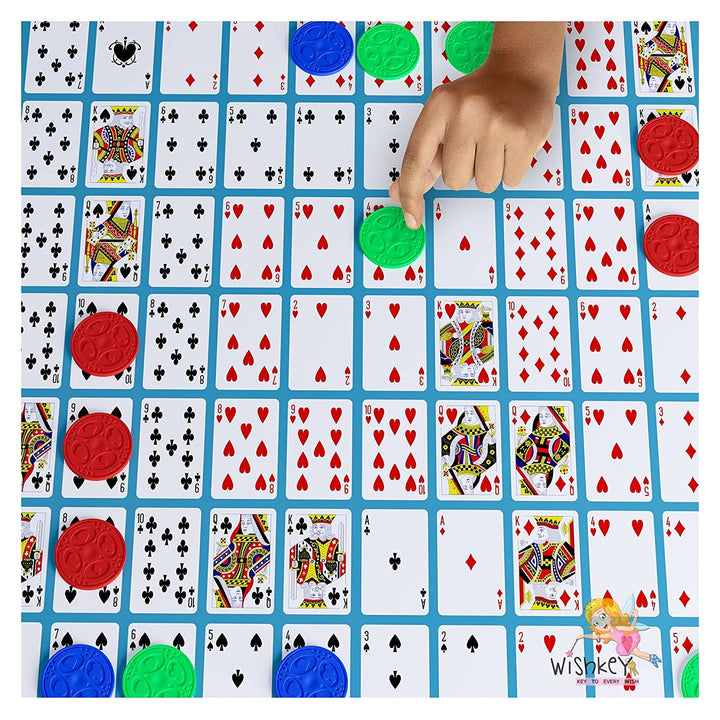 Aditi Toys Make A Sequent Board Game Challenging Logic and Strategy Card Games Foldable Hard Board, Plastic Chips and Playing Card Playset for Kids & Adults Age - 7+ Years|