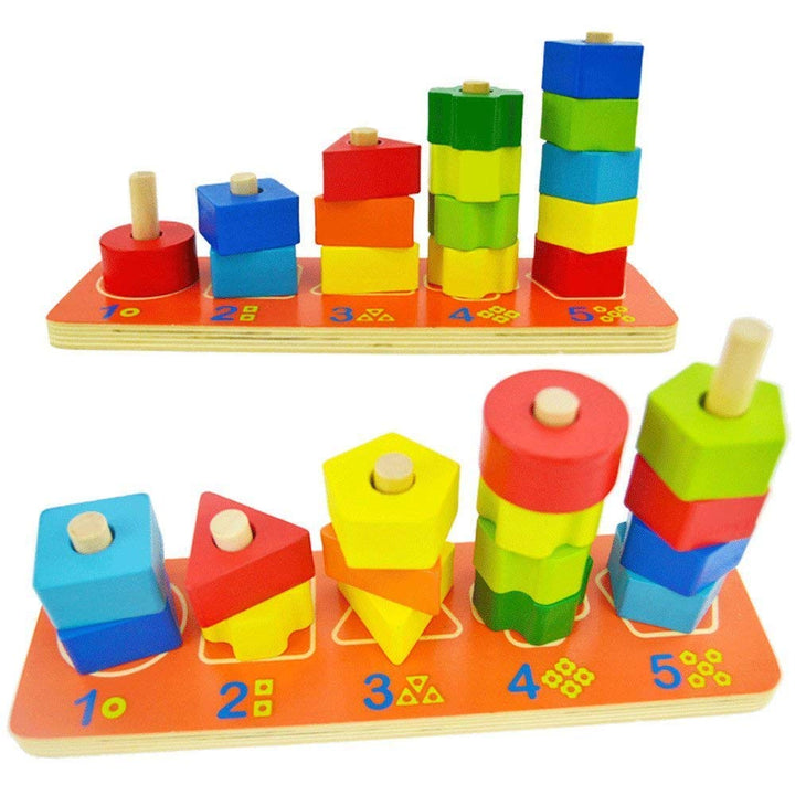 3 in 1 Wooden Shape & Colour Sorting Wooden Toy for Kids