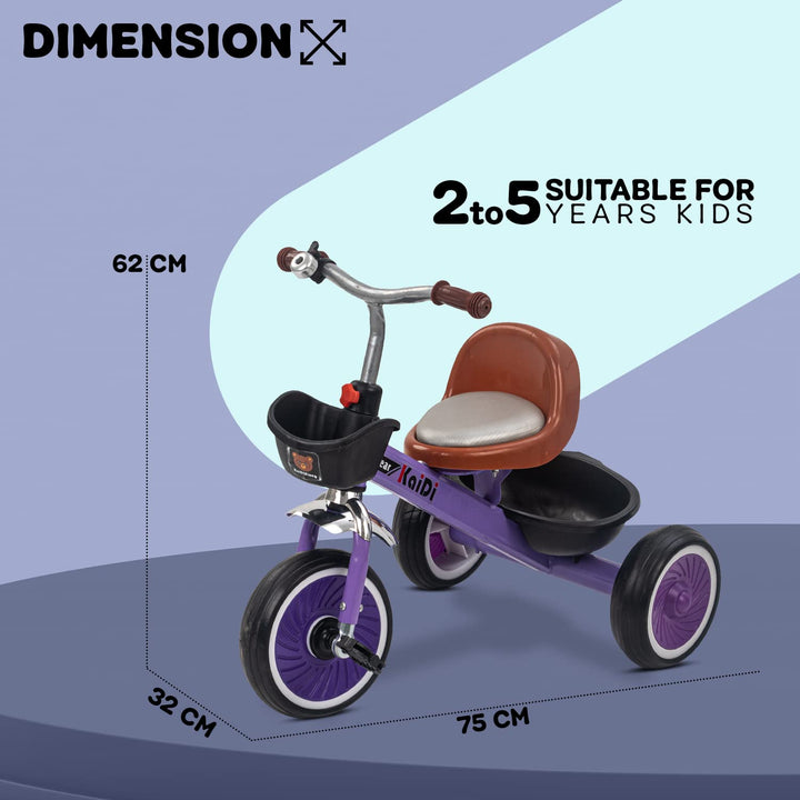 Kaidi Bear Tricycle for Kids/ Baby, Smart Plug n Play Kids Tricycle Cycle Trikes with Front & Rear Storage Baskets
