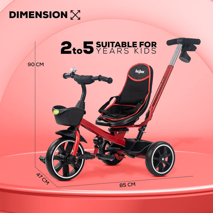 Maxter 4 in 1 Kids Trikes Cycle Baby Tricycle with Canopy & Parental Push Handle