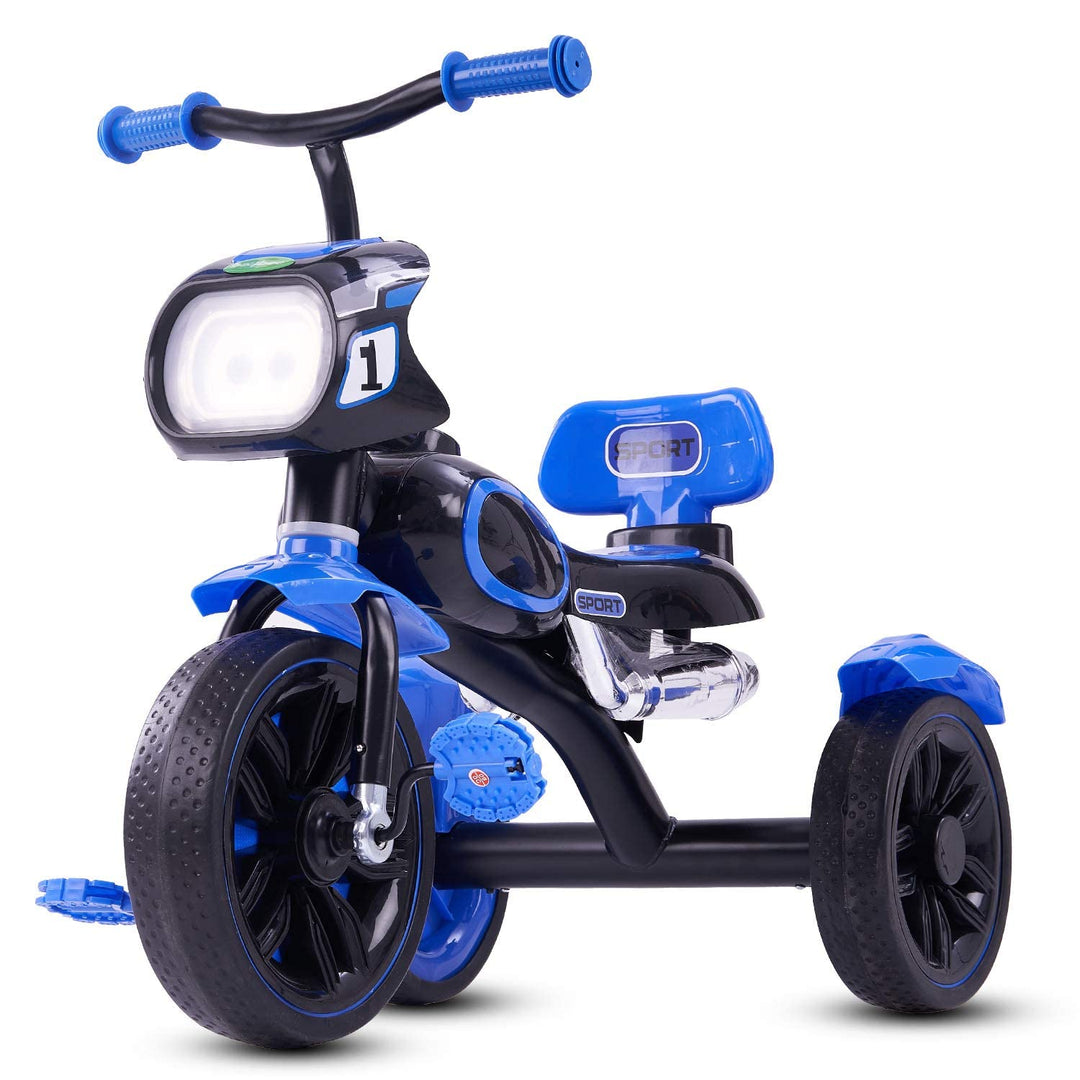Harley Baby Tricycle for Kids 2 to 5 Years, Smart Plug n Play Baby Tricycle Cycle with Led Light & Music High Backrest