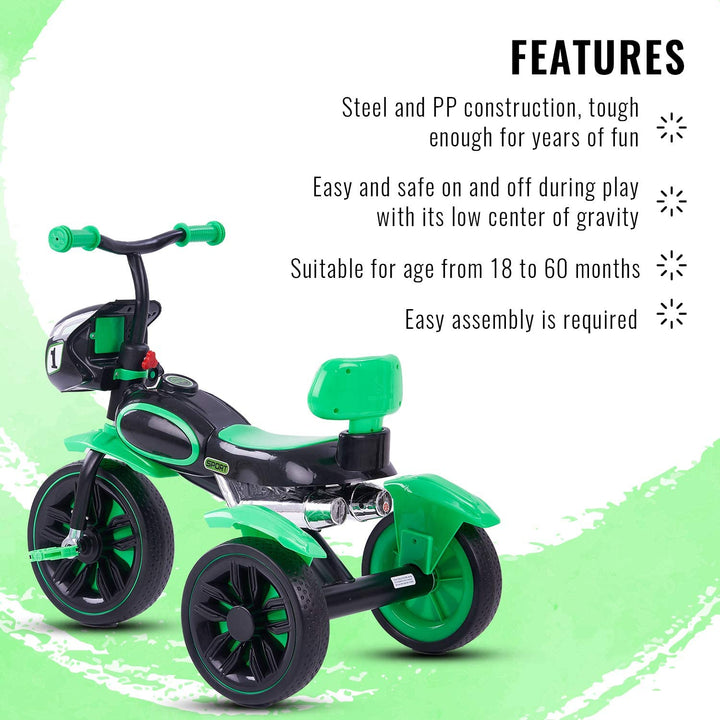 Harley Baby Tricycle for Kids 2 to 5 Years, Smart Plug n Play Baby Tricycle Cycle